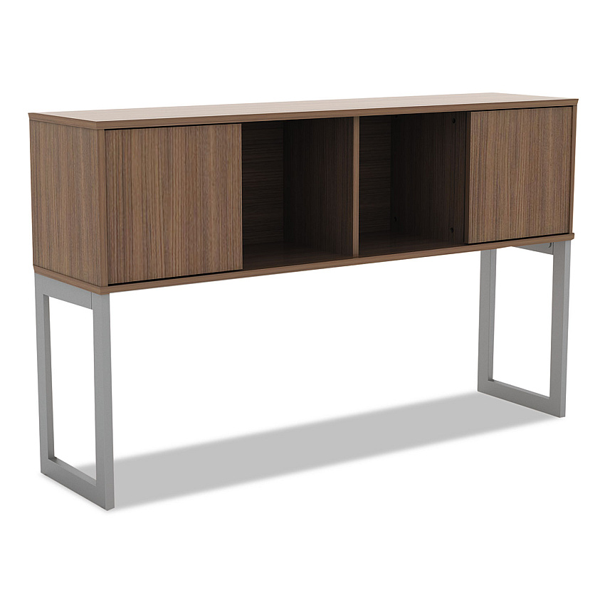 Alera Open Office Desk Series Hutch, 59w x 15d x 36.38h, Modern Walnut (ALELSHH60WA)