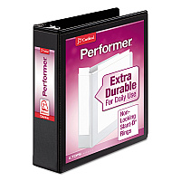 Cardinal Performer ClearVue Slant-D Ring Binder, 3 Rings, 2" Capacity, 11 x 8.5, Black (17501)