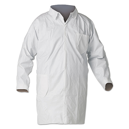 KleenGuard A40 Liquid and Particle Protection Lab Coats, Open Wrists,  Medium, White, 30/Carton (44452)