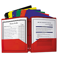 C-Line Two-Pocket Heavyweight Poly Portfolio Folder, 3-Hole Punch, 11 x 8.5, Randomly Assorted Colors (33930)