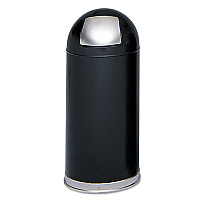 Safco Dome Top Receptacle with Spring-Loaded Door, 15 gal, Steel, Black (9636BL)