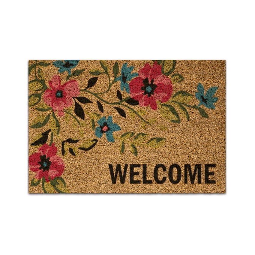 Coir Rug - Welcome Flowers - 21x34, 1 Each (P-COIR2134MC-WF)