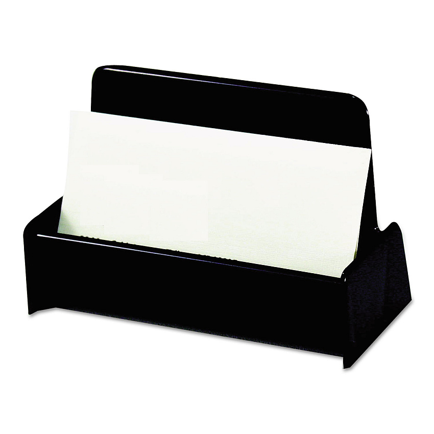 Universal Business Card Holder, Holds 50 2 x 3.5 Cards, 3.75 x 1.81 x 1.38, Plastic, Black (UNV08109)