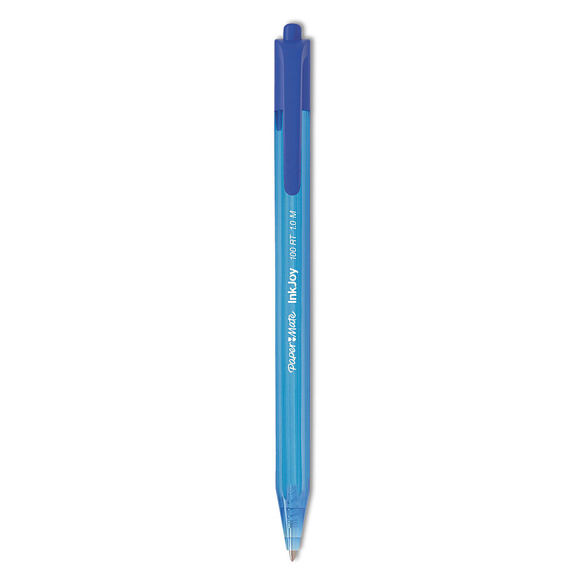 Paper Mate InkJoy 100 RT Ballpoint Pen, Retractable, Medium 1 mm, Blue Ink, Translucent Blue Barrel, Dozen (1951253)