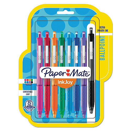 Paper Mate InkJoy 300 RT Ballpoint Pen Retractable, Medium 1 mm, Assorted Ink and Barrel Colors, 8/Pack (1945921)