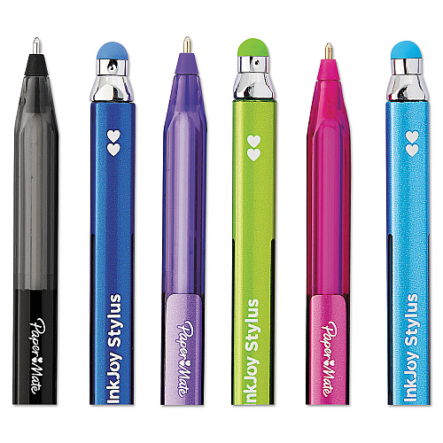 Paper Mate InkJoy 100 Stick Ballpoint Pen/Stylus, 1mm, Assorted Ink/Barrel, Dozen (1951350)