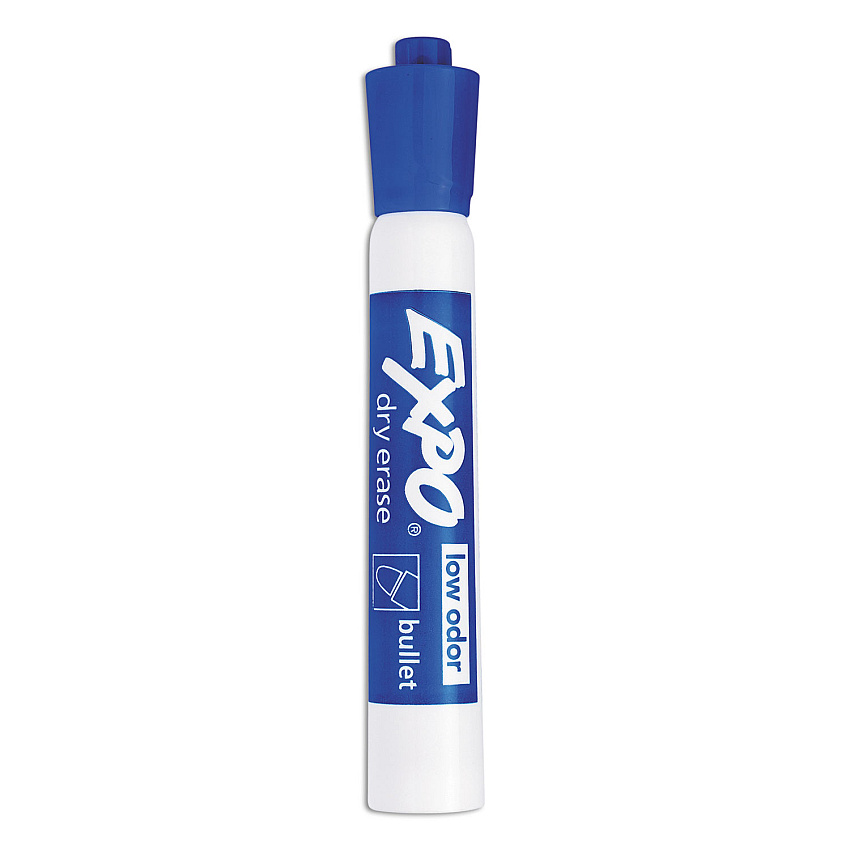 EXPO Low-Odor Dry-Erase Marker, Medium Bullet Tip, Blue, Dozen (82003)