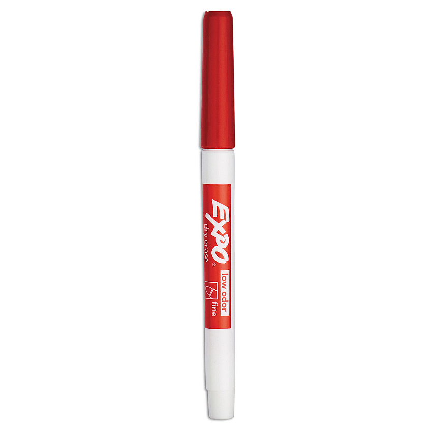 EXPO Low-Odor Dry-Erase Marker, Fine Bullet Tip, Red, Dozen (86002)