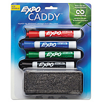 EXPO Whiteboard Caddy Set, Broad Chisel Tip, Assorted Colors, 4/Set (1785294)