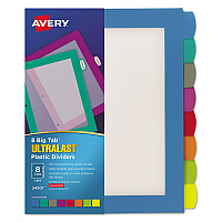 Avery Big Tab Ultralast Plastic Dividers, 8-Tab, 11 x 8.5, Assorted, 1 Set 8 x Divider(s) - 8 Write-on Tab(s) - 8 - 8 Tab(s)/Set - 8.5" Divider Width x 11" Divider Length - 3 Hole Punched - Multicolor Plastic Divider - Multicolor Plastic Tab(s) -  (24901)
