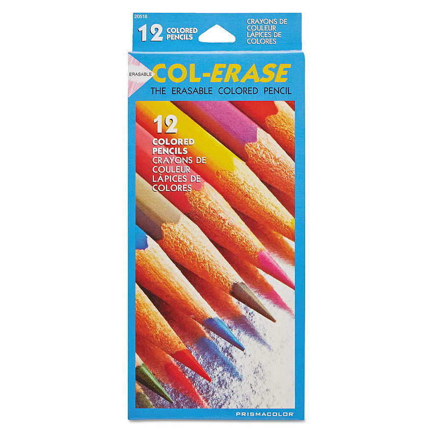 Prismacolor Col-Erase Pencil with Eraser, 0.7 mm, 2B, Assorted Lead and Barrel Colors, Dozen (20516)