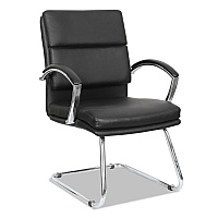 Alera Neratoli Slim Profile Stain-Resistant Faux Leather Guest Chair, 23.81" x 27.16" x 36.61", Black Seat/Back, Chrome Base (ALENR4319)