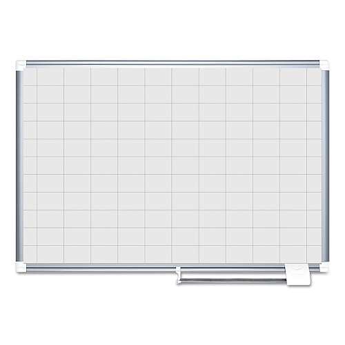 MasterVision Gridded Magnetic Steel Dry Erase Planning Board, 2 x 3 Grid, 48 x 36, White Surface, Silver Aluminum Frame (MA0593830)