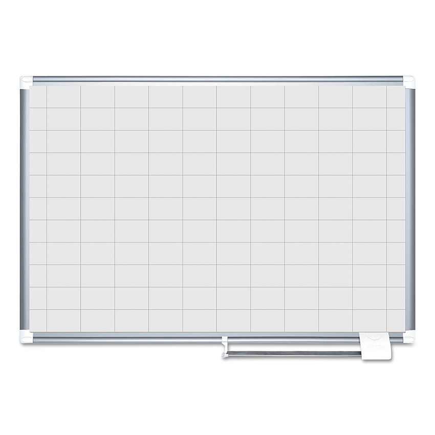 MasterVision Gridded Magnetic Steel Dry Erase Planning Board, 2 x 3 Grid, 48 x 36, White Surface, Silver Aluminum Frame (MA0593830)