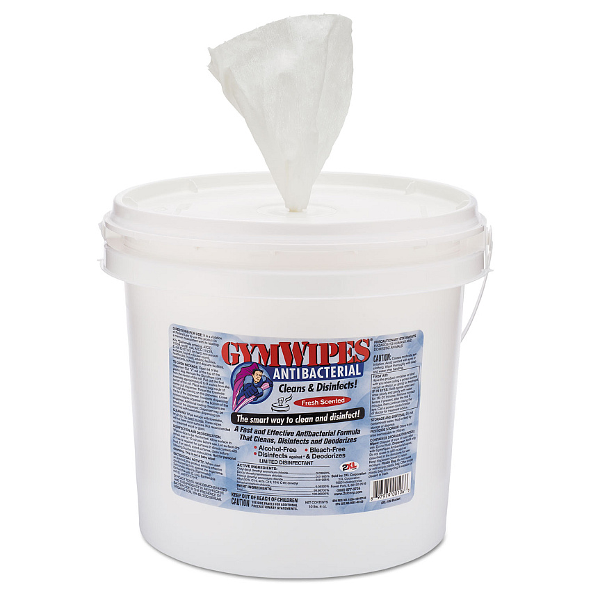 2XL Antibacterial Gym Wipes, 6 x 8, 700 Wipes/Bucket, 2 Buckets/Carton (L100)