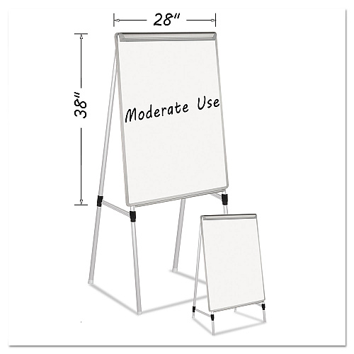 MasterVision Silver Easy Clean Dry Erase Quad-Pod Presentation Easel, 45" to 79" High, Silver (EA2300335MV)