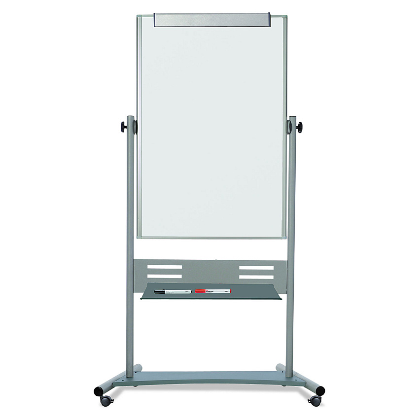MasterVision Revolver Easel, 35.4 x 47.2, 80" Tall Easel, Vertical Orientation, White Surface, Silver Aluminum Frame (QR5203)