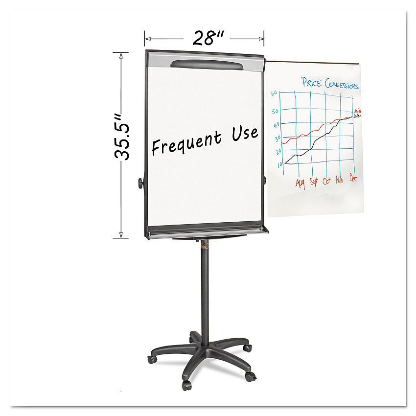 MasterVision Tripod Extension Bar Magnetic Dry-Erase Easel, 69" to 78" High, Black/Silver (EA48062119)