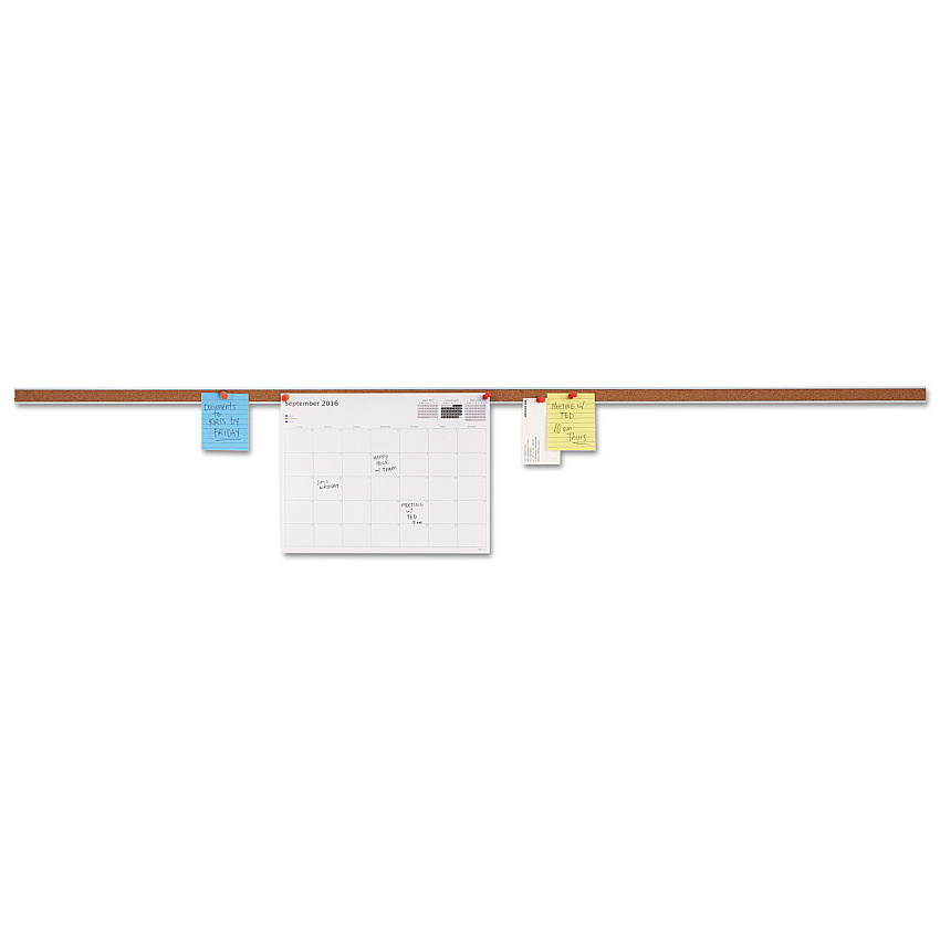 Universal Cork Bulletin Bar, 48 x 1, Brown Surface, Silver Aluminum Frame (UNV43448)