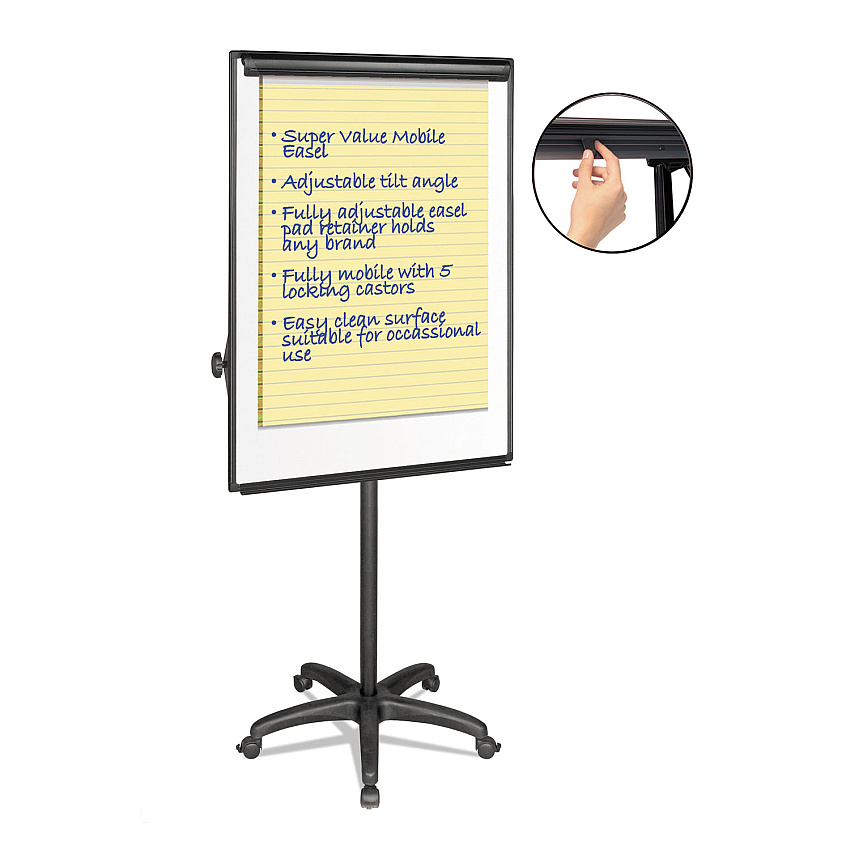 MasterVision Silver Easy Clean Dry Erase Mobile Presentation Easel, 44" to 75.25" High (EA4800055)
