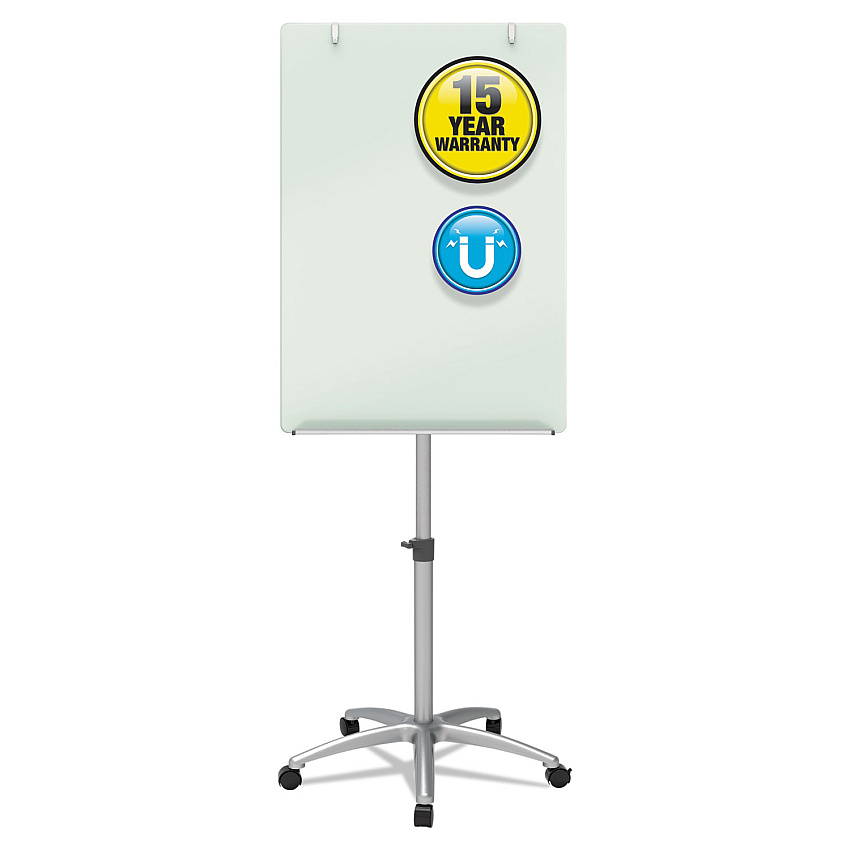 Quartet Infinity Glass Mobile Presentation Easel, 3 ft x 2 ft, Silver/White (ECM32G)