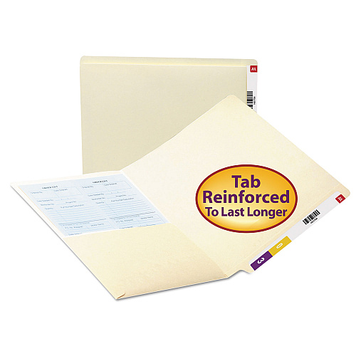 Smead Heavyweight Manila End Tab Pocket Folders, Interior Front Panel Pocket, Straight Tabs, Letter Size, 11-pt Manila, 50/Box (24115)