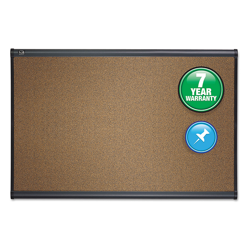 Quartet Prestige Colored Cork Bulletin Board, 36 x 24, Brown Surface, Graphite Gray Fiberboard/Plastic Frame 24" Board Height x 36" Board Width - Brown Cork Surface - Self-healing, Durable - Graphite Frame - 1 Each (B243G)