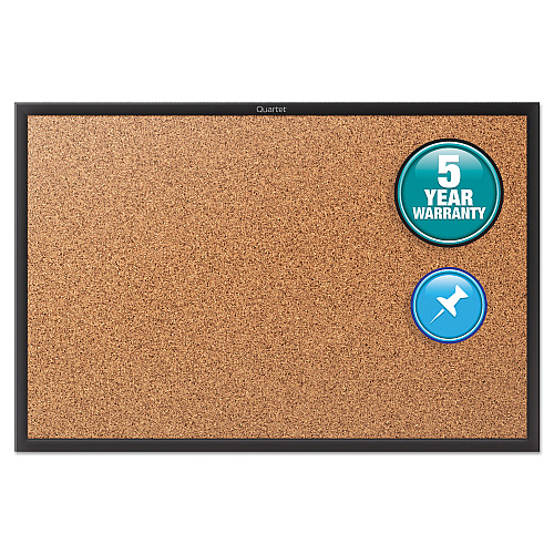 Quartet Classic Series Cork Bulletin Board, 24 x 18, Tan Surface, Black Aluminum Frame (2301B)