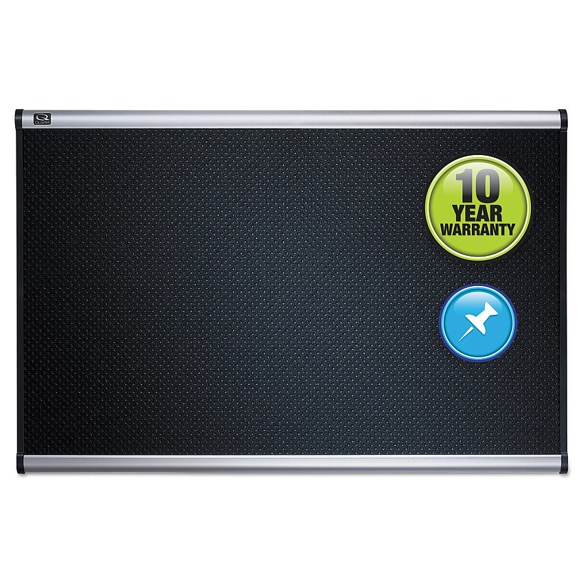 Quartet Prestige Black Embossed Foam Bulletin Board, 48 x 36, Black Surface, Silver Aluminum/Plastic Frame (B344A)