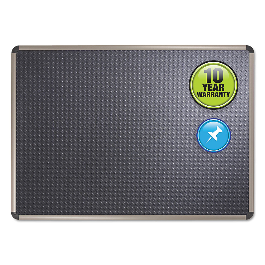 Quartet Prestige Euro-Style Embossed Foam Bulletin Board, 48 x 34.44, Black Surface, Euro Titanium Aluminum Frame (B364T)