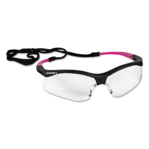 KleenGuard Nemesis Safety Glasses, Small, Black Half Frame, Clear Dual Lens, 12/Box (38478)