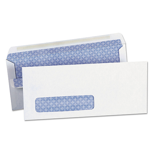Universal Self-Seal Security Tint Business Envelope, Address Window, #10, Square Flap, Self-Adhesive Closure, 4.13 x 9.5, White, 500/BX (UNV36102)