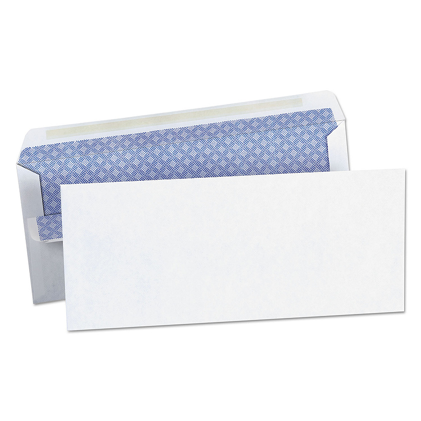 Universal Self-Seal Security Tint Business Envelope, #10, Square Flap, Self-Adhesive Closure, 4.13 x 9.5, White, 500/Box (UNV36101)