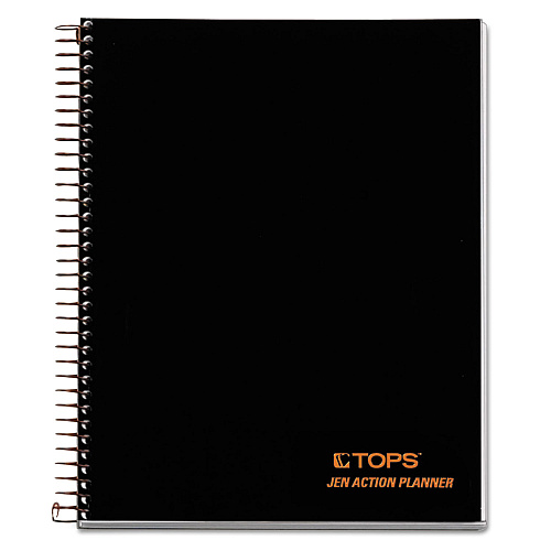 TOPS JEN Action Planner, 1-Subject, Narrow Rule, Black Cover, (84) 8.5 x 6.75 Sheets (63827)