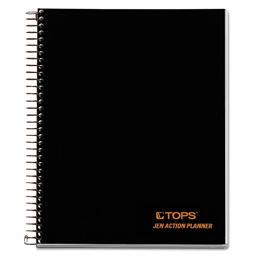 TOPS JEN Action Planner, 1-Subject, Narrow Rule, Black Cover, (84) 8.5 x 6.75 Sheets (63827)