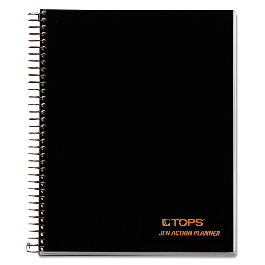 TOPS JEN Action Planner, 1-Subject, Narrow Rule, Black Cover, (100) 8.5 x 6.75 Sheets (63828)