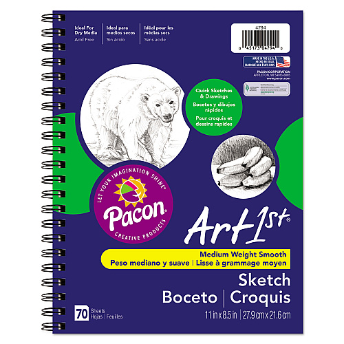 Pacon Art1st Sketch Diary, 60 lb Text Paper Stock, Blue Cover, (70) 11 x 8.5 Sheets (4794)