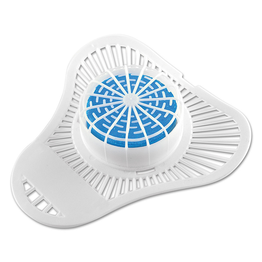 OdoBan Urinal Screen with Non-Para Deodorizer Block, Cherry Scent, White/Blue, 12/Carton (95896212)