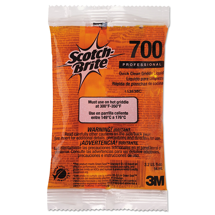 Scotch-Brite Quick Clean Griddle Liquid, 3.2 oz Packet, 40/Carton (29603)