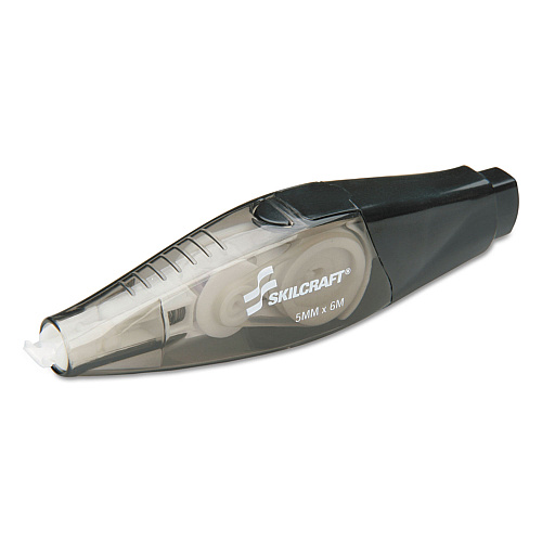 AbilityOne 7510016143526, SKILCRAFT Retractable Pen-Style Correction Tape, Translucent Black Applicator, 0.17" x 5 m