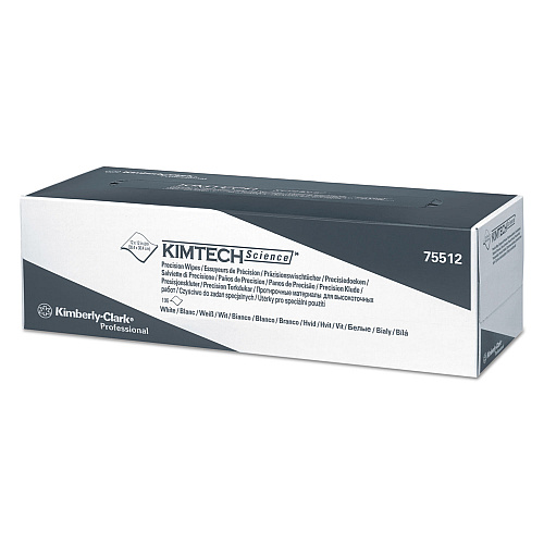 Kimtech Precision Wipers, POP-UP Box, 1-Ply, 11.8 x 11.8, Unscented, White, 196/Box, 15 Boxes/Carton (75512)