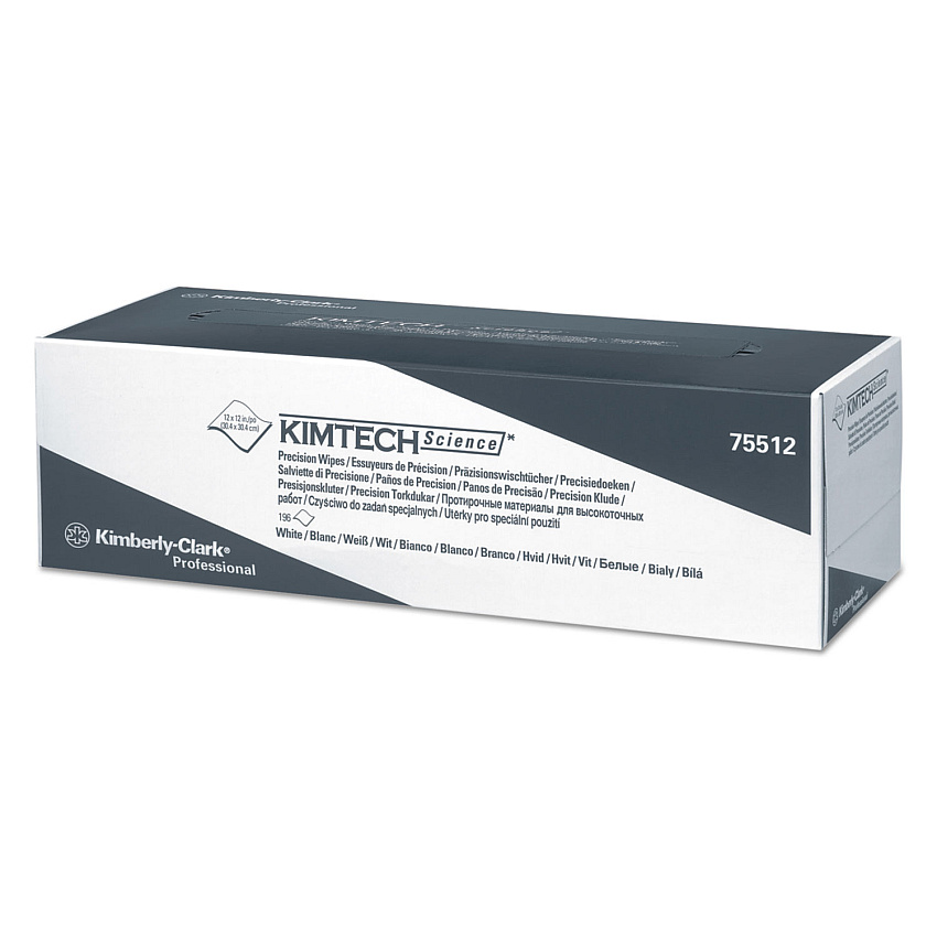 Kimtech Precision Wipers, POP-UP Box, 1-Ply, 11.8 x 11.8, Unscented, White, 196/Box, 15 Boxes/Carton (75512)