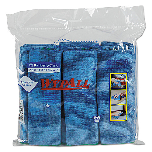 WypAll Microfiber Cloths, Reusable, 15.75 x 15.75, Blue, 24/Carton For Nonporous Surface - 15.75" Length x 15.75" Width - Recommended For: Odor Remover, Stain Remover, Bacteria Remover - Anti-bacterial, Durable, Absorbent, Environmentally Friend (83620CT)