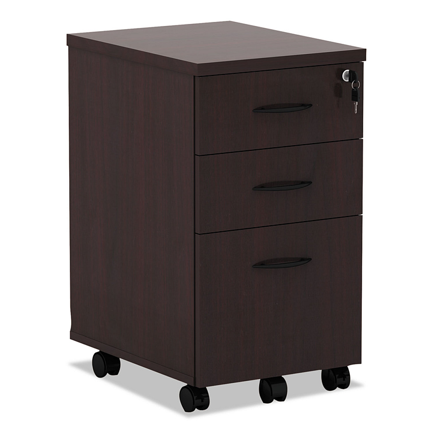 Alera Valencia Series Mobile Pedestal File, Left/Right, 3-Drawers: Box/Box/File, Legal/Letter, Mahogany, 15.88 x 20.5 x 28.38 (ALEVA572816MY)