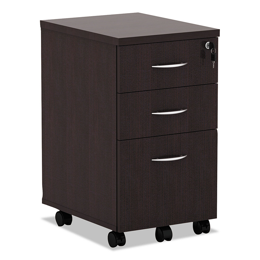 Alera Valencia Series Mobile Pedestal File, Left/Right, 3-Drawer: Box/Box/File, Legal/Letter, Espresso, 15.88 x 20.5 x 28.38 (ALEVA572816ES)