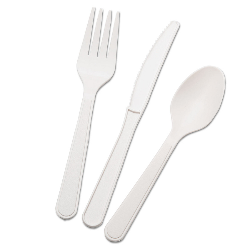 AbilityOne 7360015643560, SKILCRAFT Biobased Cutlery Set with Knife, Spoon, Fork, 400 Sets/Box