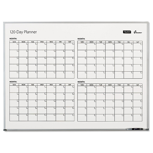 AbilityOne 7110016222133, SKILCRAFT 4-Month Dry Erase Calendar, 48 x 36, White Surface, Silver Aluminum Frame