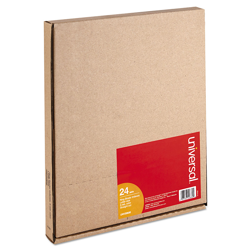 Universal Insertable Tab Index, 5-Tab, 11 x 8.5, Buff, Assorted Tabs, 24 Sets (UNV20830)