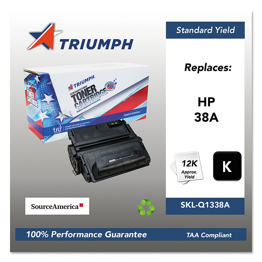 751000nsh0179 Remanufactured Q1338a (38a) Toner, 12,000 Page-yield, Black