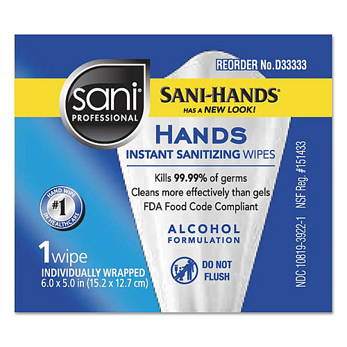 Sani D33333 Hands Instant Sanitizing Wipes